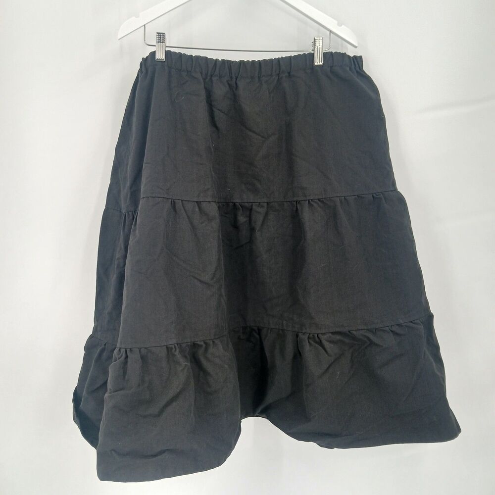 Ronna Goodmansen Womens plus size 3X black Tiered midi Skirt Elastic Waist